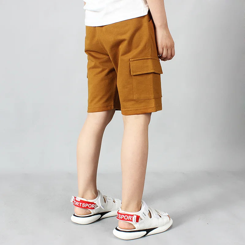 2026 New Summer Kids Boys Knitted Shorts Patchwork Striped Soft Cotton Sporty Shorts For Teenagers Big Boys 2-14 Years Wear