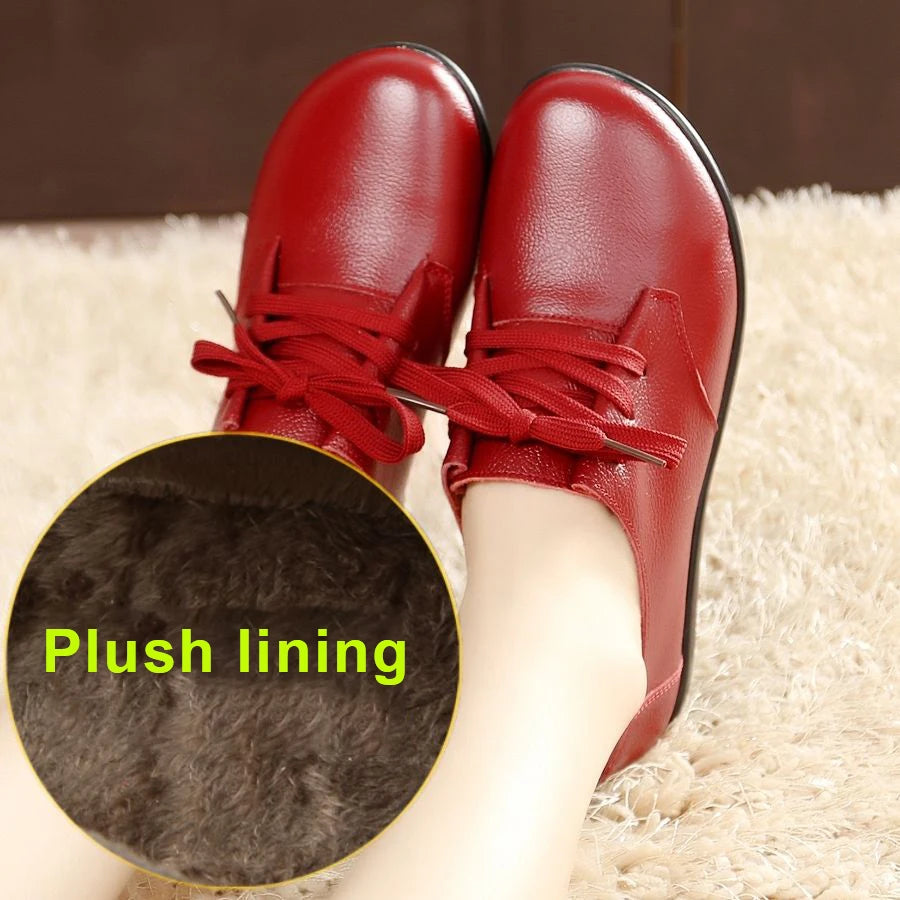 Brand Shoes for Women 2025 Spring Wedge Loafers Female Black Genuine Leather Flats ladies Office Nurse Shoes Mom Casual Sneakers