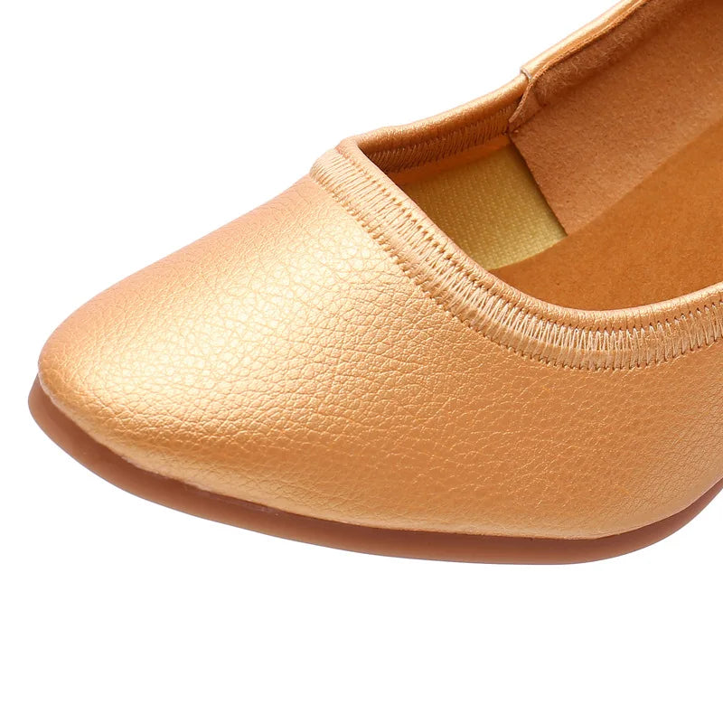 Outdoor Modern Dance Shoes Soft Soled Latin Women's Adult square Medium High Heels Dance Shoe