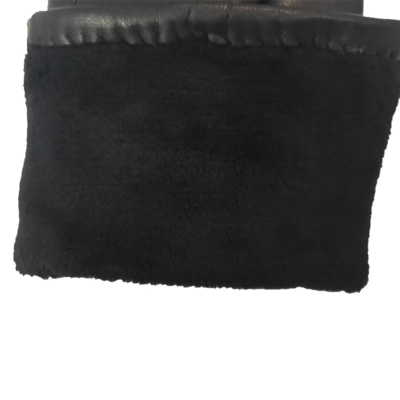 New Women's Gloves High Quality Elegant Genuine Leather Winter Warm Fluff Woman Soft Female  Fur Lining High-quality Mittens