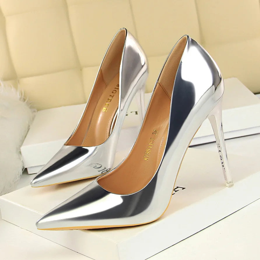 Anti-Slip High Top Low Moq Pumps Fashion High Heels Summer High Heel Wholesale Latest Spring Ladies Golden Pump Shoes