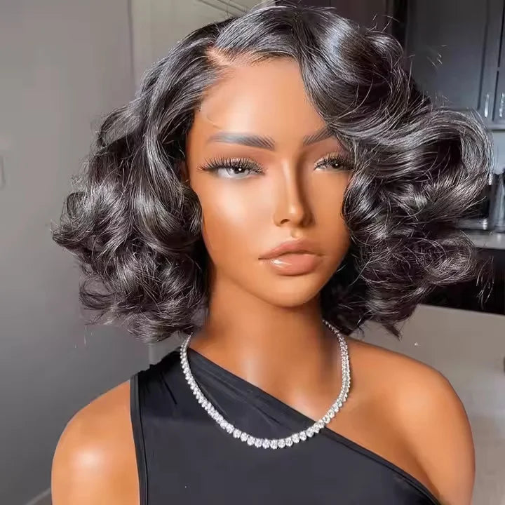 Wholesale Double Drawn Straight Bob Wig with 13x4 HD Full Lace Front Raw Virgin Cuticle Aligned 100% Human Hair for Black Women