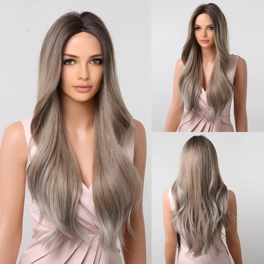 2026 Hot Selling 26 Inches Model Luxury Loose Wave Cascade Wig High Temperature Fiber 150% Density Heat Resistant Rose Mesh Net