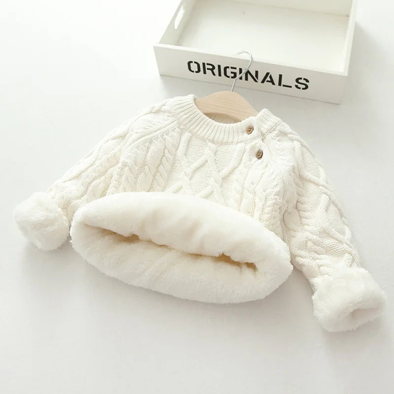 Autumn Winter Kids Baby Boys Girls Sweaters Cartoon Wool Pullover Toddler Childrens Warm Sweater Coat Cardigan Thicken Outerwear