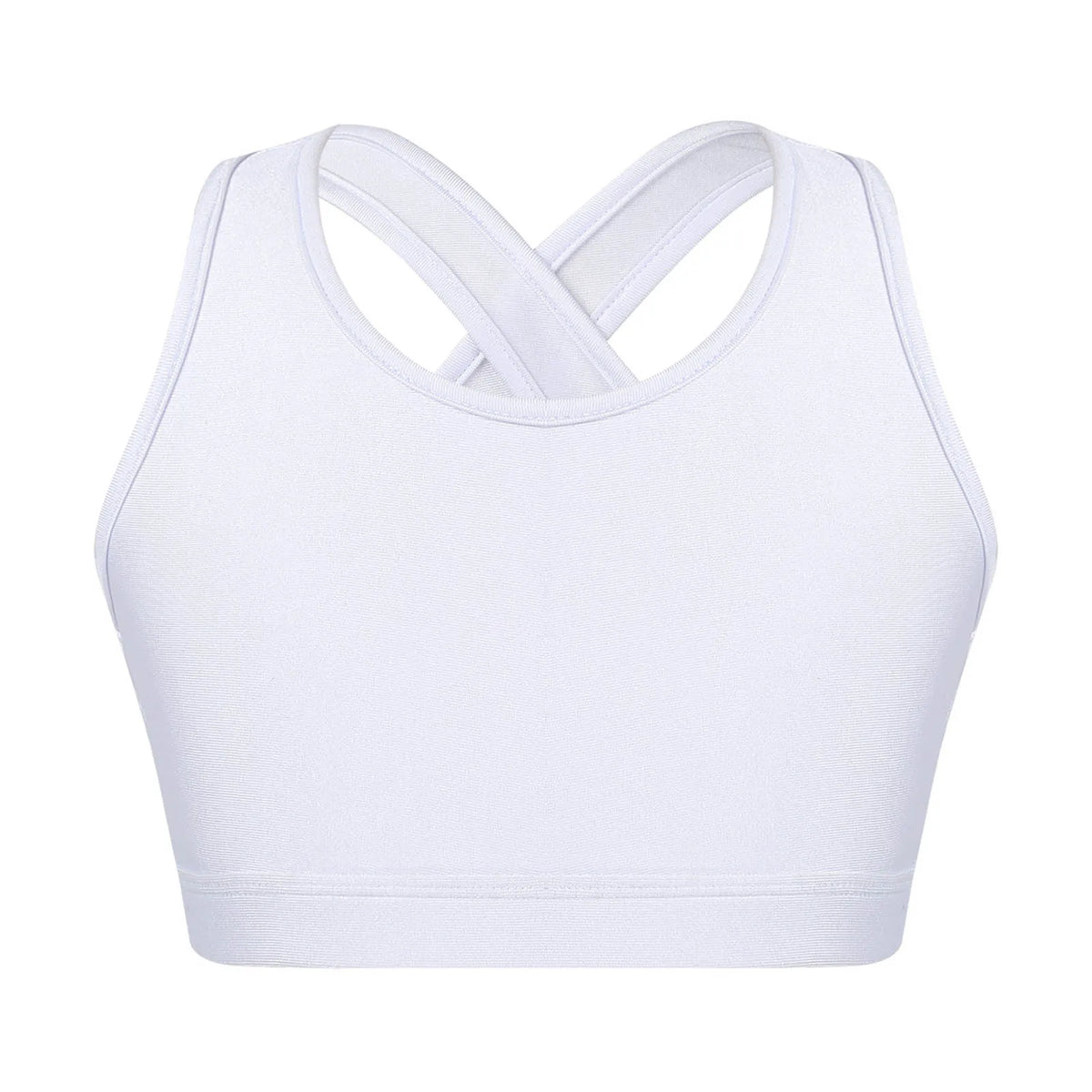 Kids Girls Sports Tracksuit Bra Vest Sleeveless Keyhole Back Camisoles Gymnastic Costume Street Dancewear for Running Gym Yoga