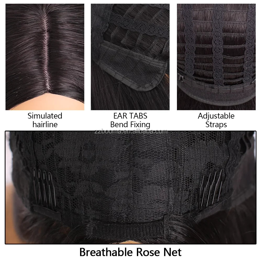 Wholesale Yaki Black Long Straight Wigs for Black Woman Synthetic Wig Heat Resistant Women Hair