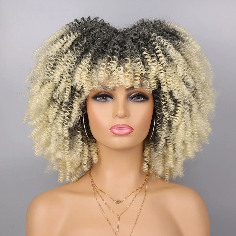 Cheap Price French Kinky Curl Curly Wig Neutral Short African for Cosplay Synthetic High Temperature Fiber Black Women's Wig