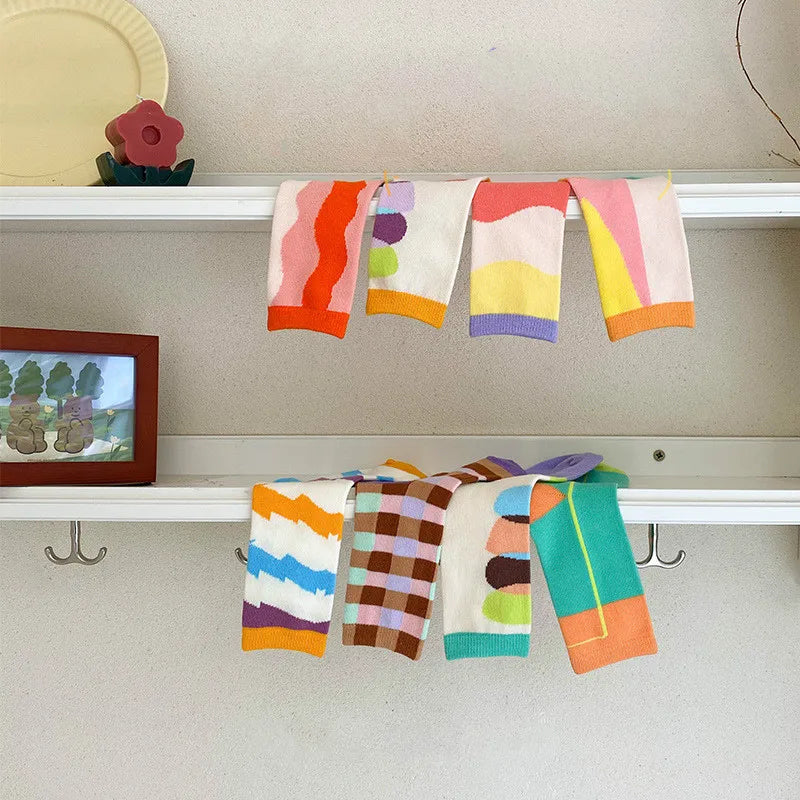 4 Pairs/lot Spring New Kids Socks Korean Cartoon Baby Boys Girls Cotton Socks 1-8Years Children Sports Socks