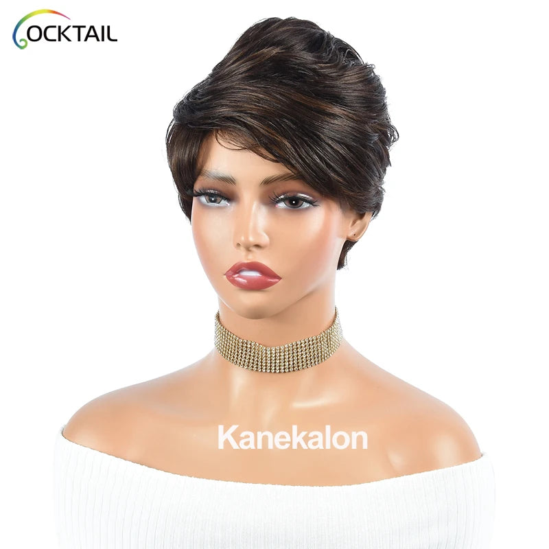 Kanekalon Fiber Short Cut Synthetic Wigs, Different Colors Synthetic Wig for Summer