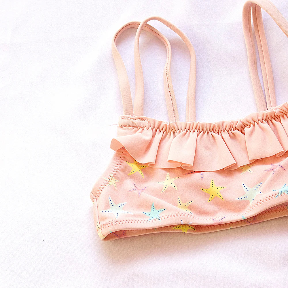2-10 Years Kids Girls Swimwear Swimsuit 2026 Children Falbala Bikinis Set Halter Print Kid Girl Biquini Infantil Bathing Suit