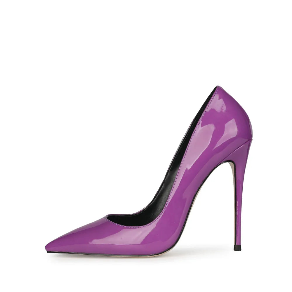 2021 Sexy Pointed Toe Jelly Patent Leather High Heels Pump Stilettos Sharp High Heels Dress Shoes for Women OEM Large Size 47
