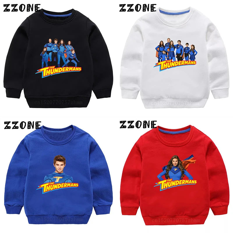 Kids Sweatshirts The Thundermans TV Shows Print Children Hoodies Casual Girls Boys Clothes Spring Autumn Baby Pullover Tops