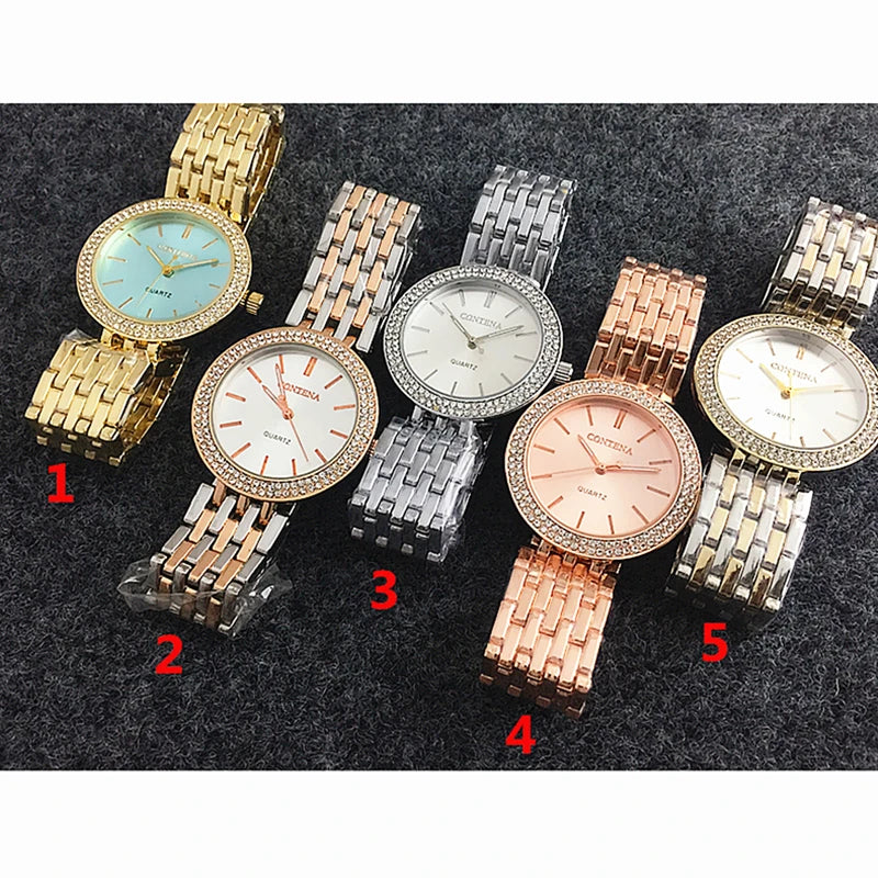 Contena Luxury Simple Women's Wristwatches Full Stainless Steel Women Quartz Watch Business Ladies Watch Clock Erkek Kol Saati