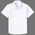Boys White Shirts for Kids Clothes Solid Cotton Short Sleeve Formal Shirts Teenagers School Uniform 6 8 10 12 14 Years Vestidos