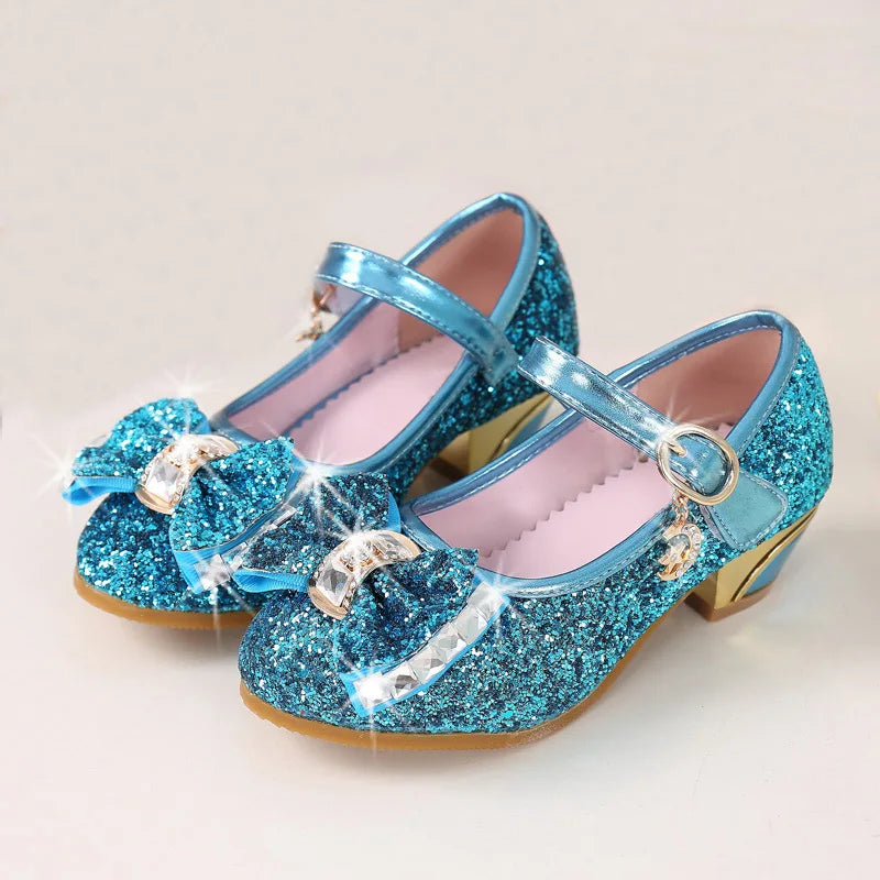 5Colors Children Princess Sandals Kids Girls Wedding Shoes High Heels Dress Shoes Bowtie Gold Shoes For Girls