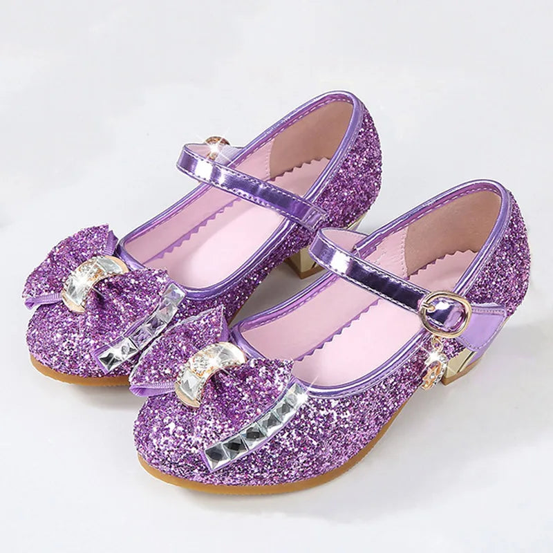 5Colors Children Princess Sandals Kids Girls Wedding Shoes High Heels Dress Shoes Bowtie Gold Shoes For Girls