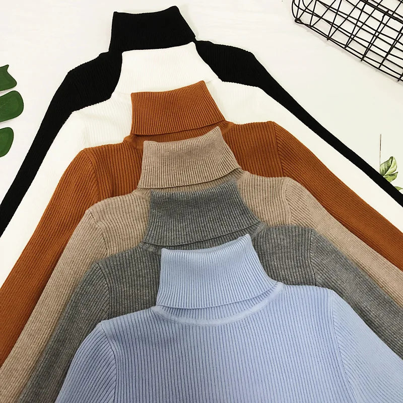 Sweaters 2023 Winter Tops Turtleneck Sweater Thin Pullover Jumper Knitted Sweater Pull Femme Hiver Truien Dames New