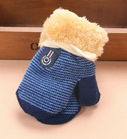 0-3 Years Baby Boys Girls Winter Knitted Gloves Warm Rope Full Finger Mittens Gloves for Children Toddler Kids Accessories KF960