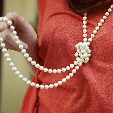 2025 New Fashion Women Jewelry Pearl Bead Necklace Long Sweater Chain Necklace For Women Dress Accessories Gift For Girl Mother