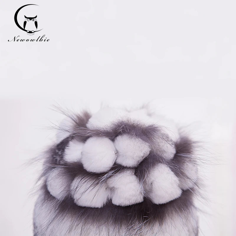 Hat Women Winter With Real Nature Fur Beaver Rabbit Wool Hats Female Fur Hat Leather Warm Fashion Rabbit Hair Fox Fur Hats Women