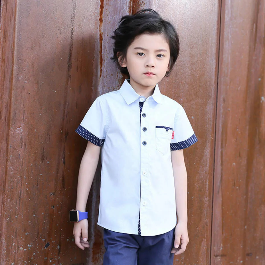 Teenage Boys Shirts School graduation Shirt for Boys Turn Down Collar Shirt For kindergarten Kids White Clothe 6 8 10 12 14 Year