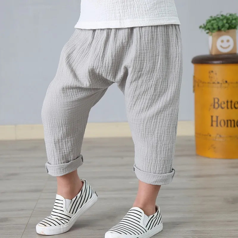 Boys Linen Pants Summer 1-6year Baby Girl Pant Solid Color Linen Children Pants Cotton Linen Pants for Boys Harem Pants for Kids