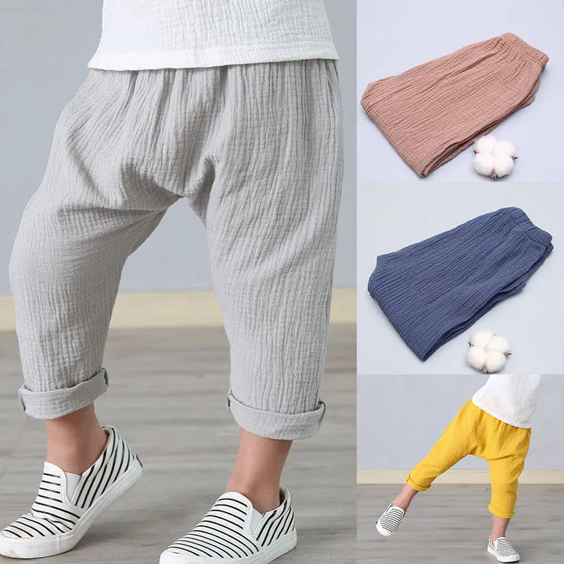 Boys Linen Pants Summer 1-6year Baby Girl Pant Solid Color Linen Children Pants Cotton Linen Pants for Boys Harem Pants for Kids
