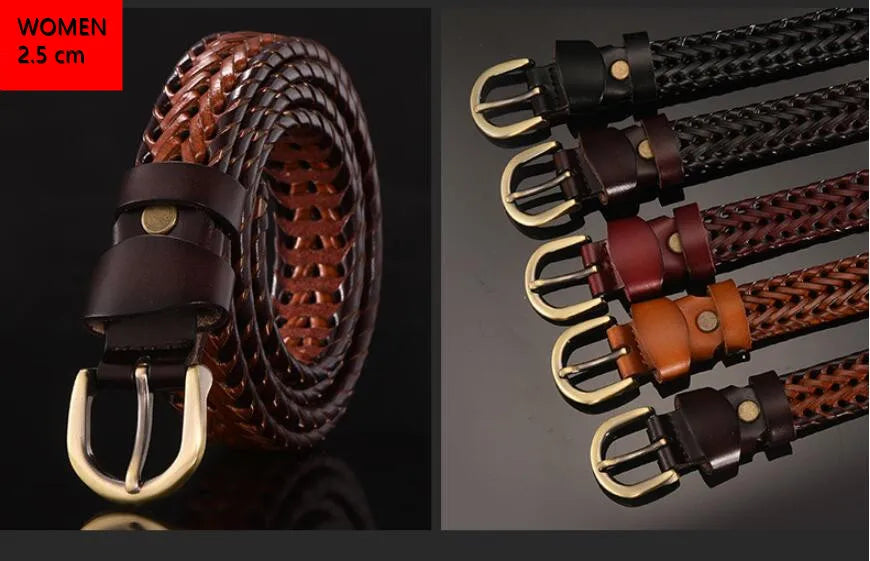 women Braided Belt For Men's Woven Belt Luxury Genuine Leather Cow Straps Hand Knitted Designer Men For Jeans Girdle Male belts