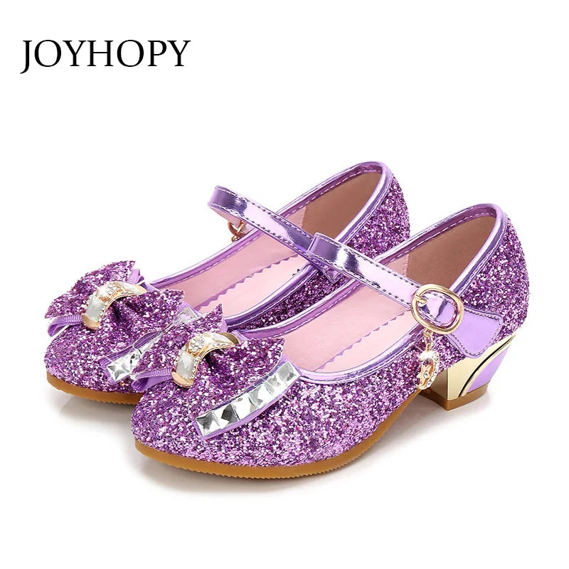 5Colors Children Princess Sandals Kids Girls Wedding Shoes High Heels Dress Shoes Bowtie Gold Shoes For Girls