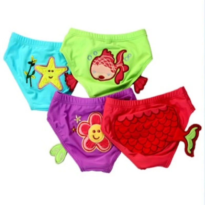 Baby Girls Swimwear Bikini Trunks Fish Flower Children Swimsuits Baby Swim Diaper Underpant Kids Bathing Clothes Suit