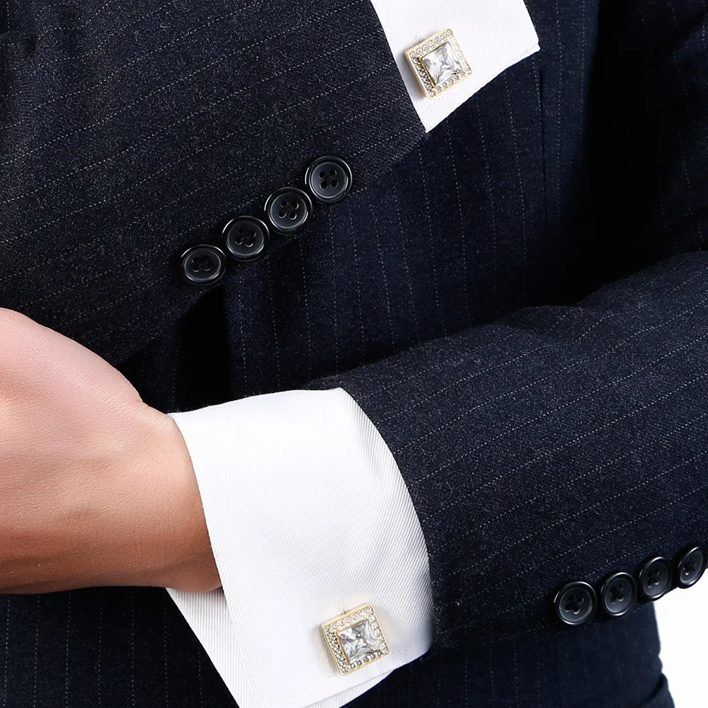 Mens Jewelry Luxury French Shirt Cufflinks For Wedding Gift Crystal Cuff Buttons High Quality Christmas Father Favors
