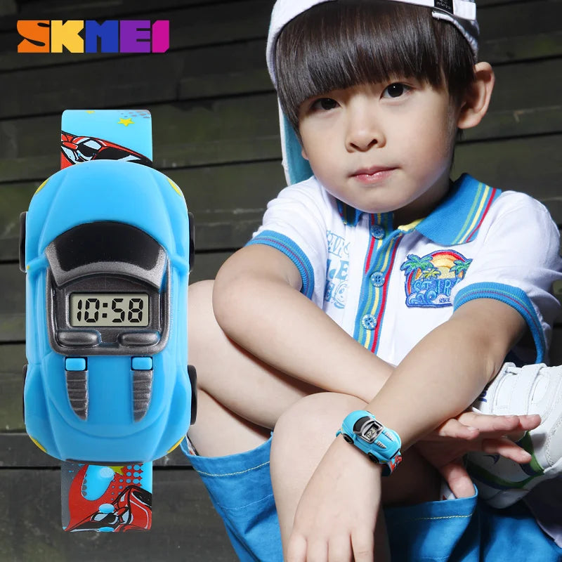 SKMEI Kids Wristwatch Colorful Creative Cartoon Fun Car Mode Children Watches Date Time Clock For Boys Girls Children's Day Gift