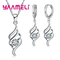Jewelry Sets For Women Charms 925 Sterling Silver Color Pendant Necklace Hoop Earring Fashion Classic Collares Wedding Gift