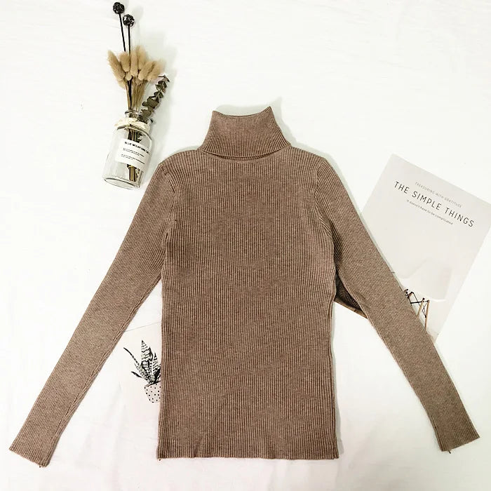 Sweaters 2023 Winter Tops Turtleneck Sweater Thin Pullover Jumper Knitted Sweater Pull Femme Hiver Truien Dames New