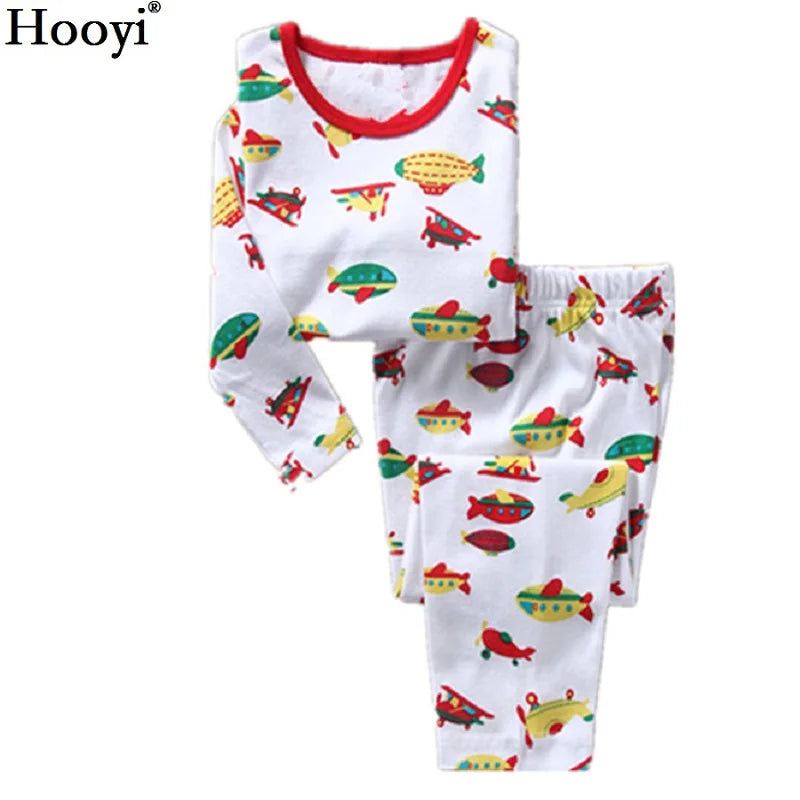 Excavator Children Pajamas Sets Kids Sleepwear Suit Sleeved T-Shirts Trousers Boy Clothes Pj's Infant Pijama Fashion Tops Pant