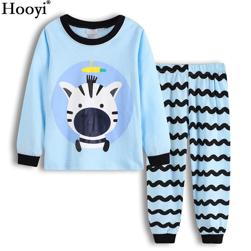 Excavator Children Pajamas Sets Kids Sleepwear Suit Sleeved T-Shirts Trousers Boy Clothes Pj's Infant Pijama Fashion Tops Pant