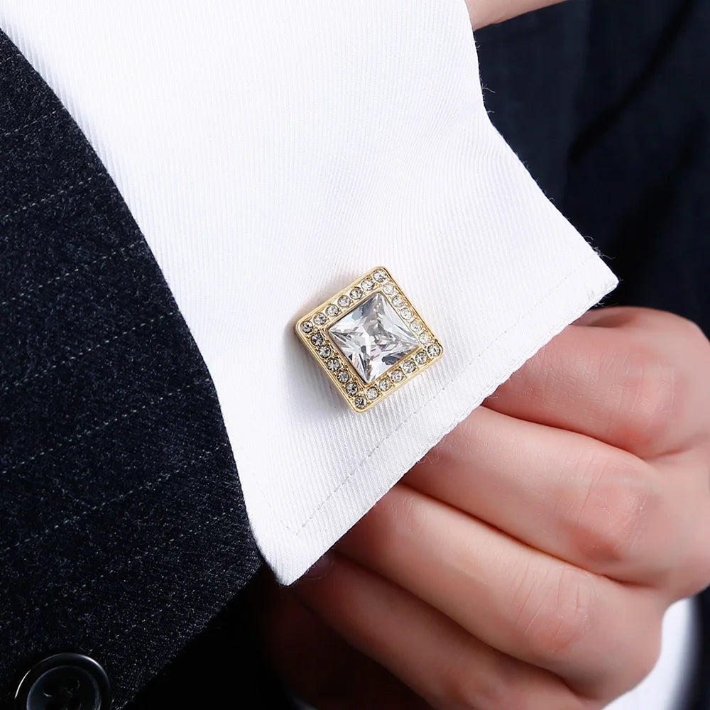 Mens Jewelry Luxury French Shirt Cufflinks For Wedding Gift Crystal Cuff Buttons High Quality Christmas Father Favors