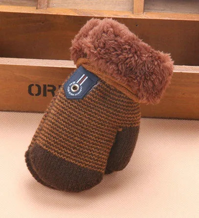 0-3 Years Baby Boys Girls Winter Knitted Gloves Warm Rope Full Finger Mittens Gloves for Children Toddler Kids Accessories KF960