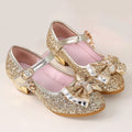 5Colors Children Princess Sandals Kids Girls Wedding Shoes High Heels Dress Shoes Bowtie Gold Shoes For Girls