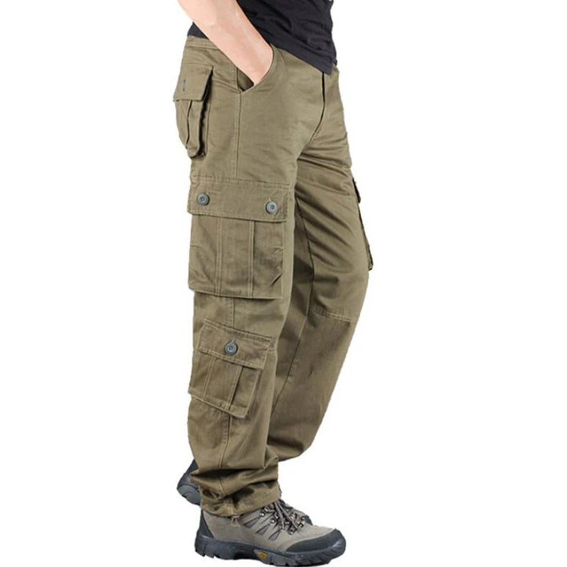 Pockets Pants Men Casual Cotton Straight Trousers Shorts Pantalon Mens Sports Outwear Joggers Sports Cargo Tactical Pants Big