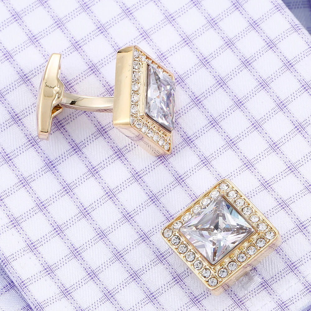 Mens Jewelry Luxury French Shirt Cufflinks For Wedding Gift Crystal Cuff Buttons High Quality Christmas Father Favors