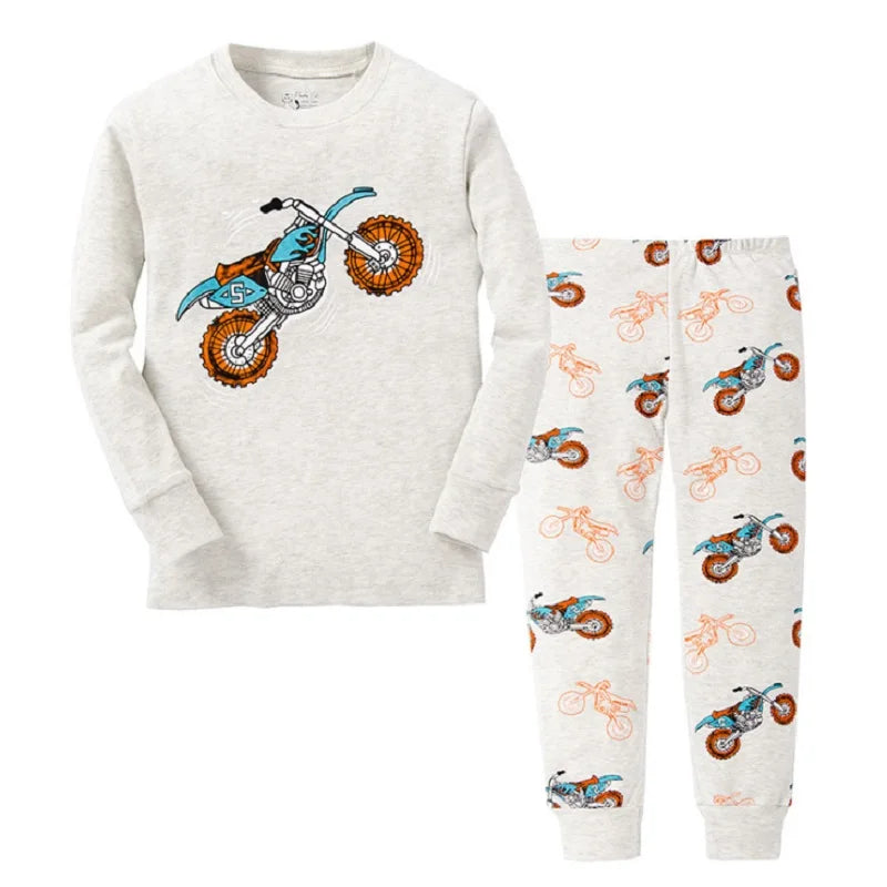 Excavator Children Pajamas Sets Kids Sleepwear Suit Sleeved T-Shirts Trousers Boy Clothes Pj's Infant Pijama Fashion Tops Pant
