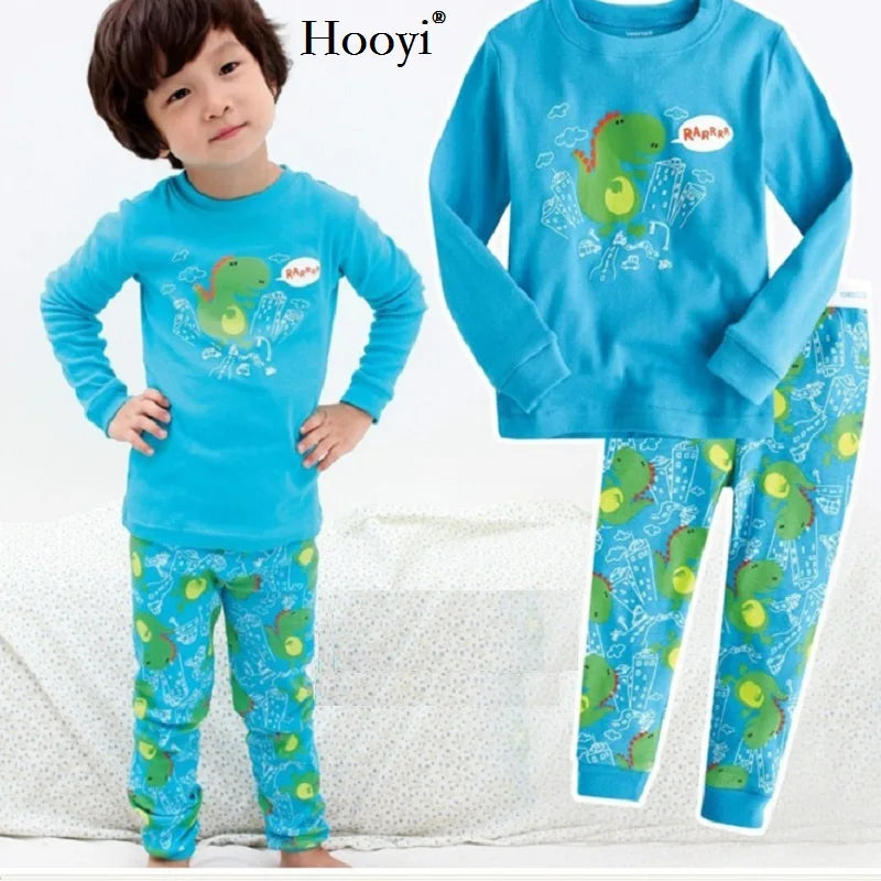 Excavator Children Pajamas Sets Kids Sleepwear Suit Sleeved T-Shirts Trousers Boy Clothes Pj's Infant Pijama Fashion Tops Pant