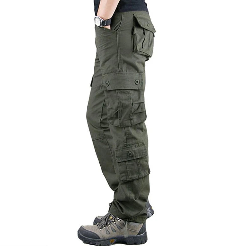 Pockets Pants Men Casual Cotton Straight Trousers Shorts Pantalon Mens Sports Outwear Joggers Sports Cargo Tactical Pants Big