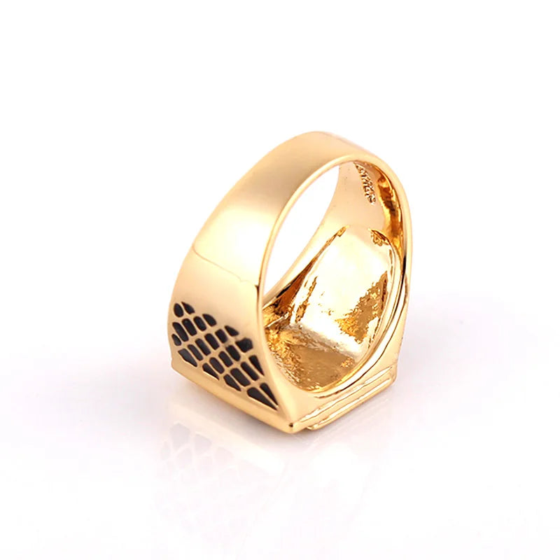 Ajojewel Gold-color Poker Ring Men Classic Jewelry Cool Black Enamel Heart Anel Man Accessories