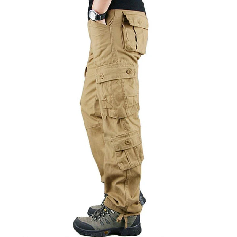 Pockets Pants Men Casual Cotton Straight Trousers Shorts Pantalon Mens Sports Outwear Joggers Sports Cargo Tactical Pants Big