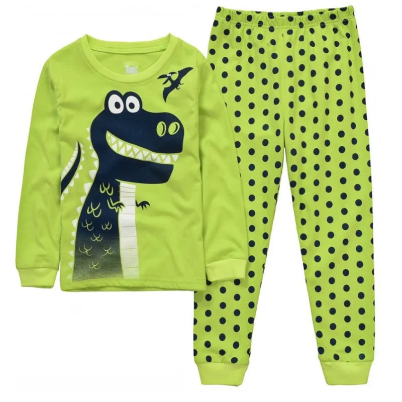 Excavator Children Pajamas Sets Kids Sleepwear Suit Sleeved T-Shirts Trousers Boy Clothes Pj's Infant Pijama Fashion Tops Pant