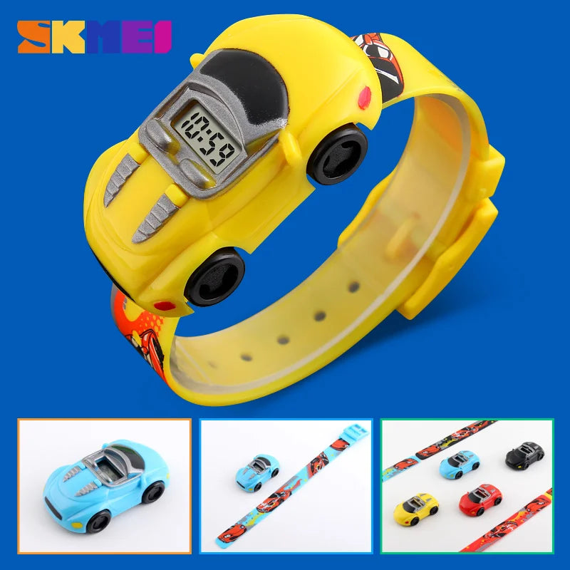 SKMEI Kids Wristwatch Colorful Creative Cartoon Fun Car Mode Children Watches Date Time Clock For Boys Girls Children's Day Gift