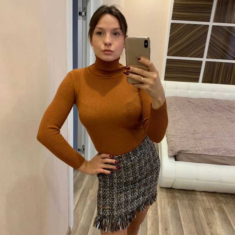 Sweaters 2023 Winter Tops Turtleneck Sweater Thin Pullover Jumper Knitted Sweater Pull Femme Hiver Truien Dames New