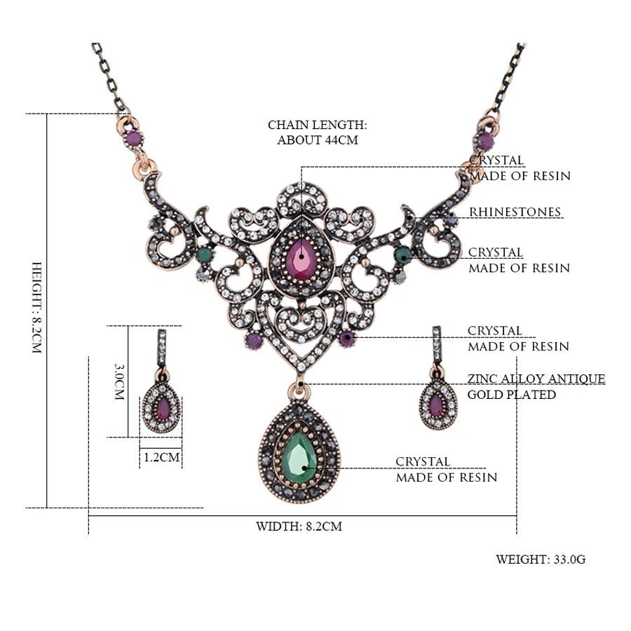Vintage Wedding Jewelry Sets for Women Bib Necklace Earring Set Collar Brides African Chain Choker Flower Ethnic Necklaces